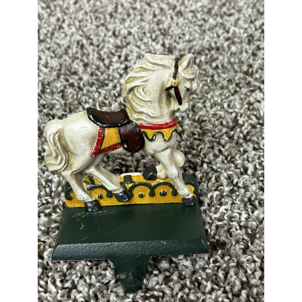 Cast Iron Vintage Horse Stocking Holder Made In Taiwan 4x4x2.5"